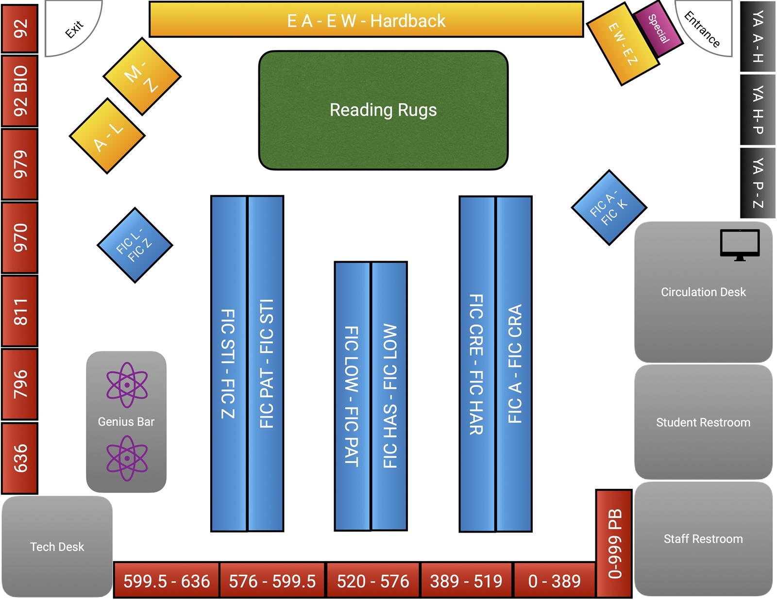 Fisler Library Shelving Map